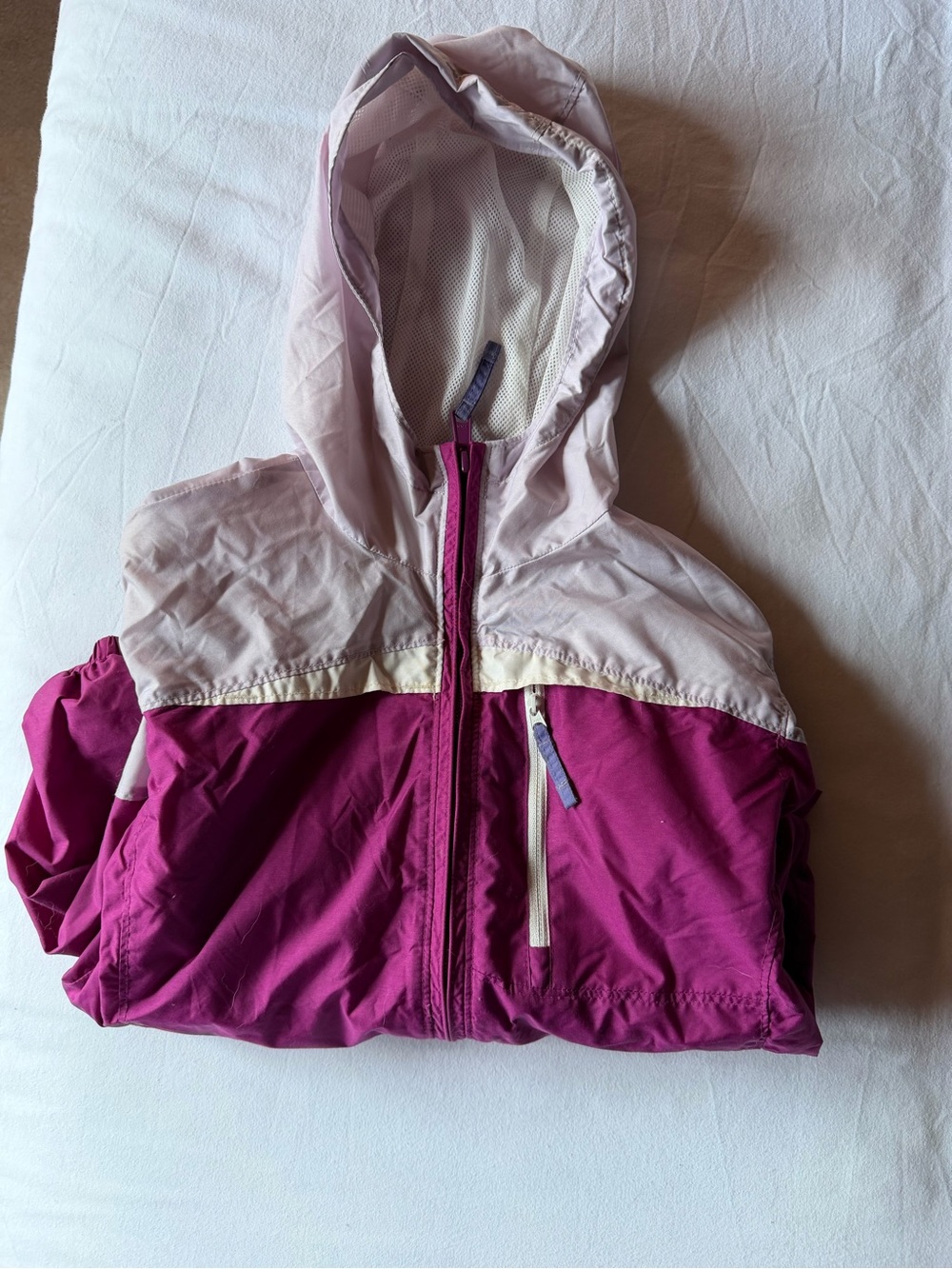 Kids Hooded Colorblock Raincoat in Bright Pink and Light Pink